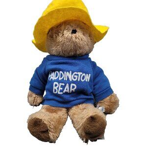 Paddington Bear Teddy Plush Blue Shirt Yellow Hat Stuffed Animal Toy 1981 Eden‎